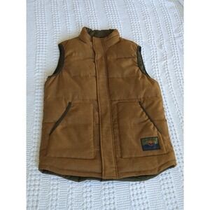 Scotch And Soda Wool Puffer Vest Full Zip Brown Sz Medium Mock Neck